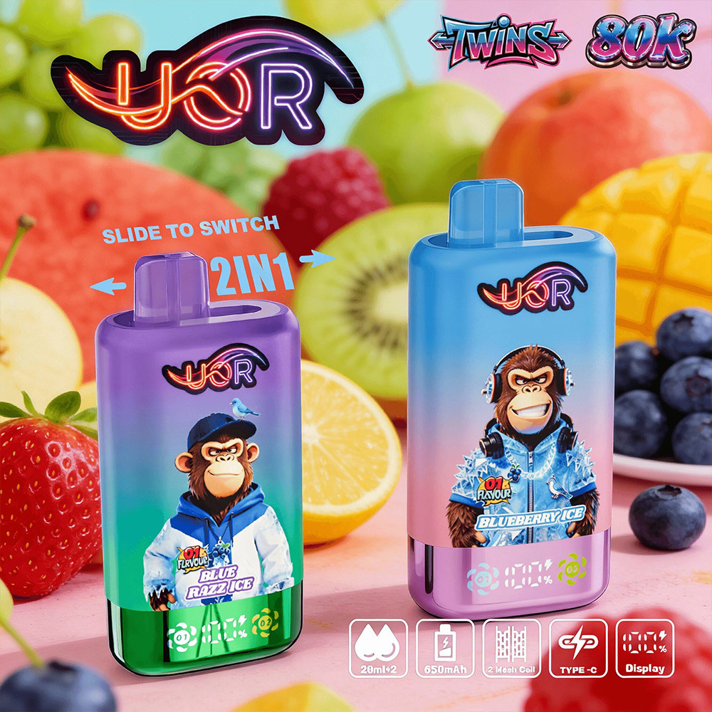 UOR Twins 2-in-1 Flavor 80K Puffs Disposable Vape Pen Pre-Filling E Cigarette EU Warehouse Bulk Wholesale