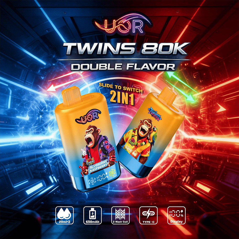 UOR Twins 2-in-1 Flavor 80K Puffs Disposable Vape Pen Pre-Filling E Cigarette EU Warehouse Bulk Wholesale