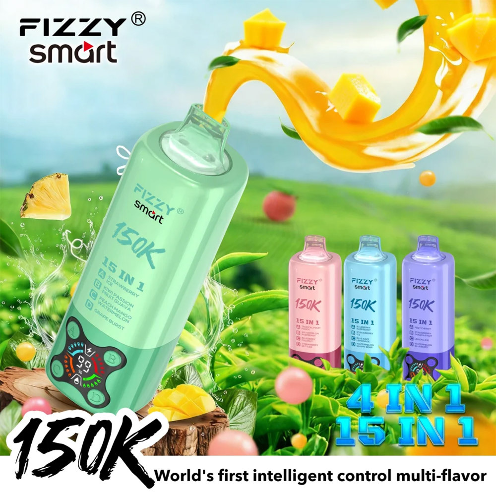 FIZZY Smart 15-in-1 Flavor 150K Puffs Disposable Vape Pen Pre-Filling E Cigarette EU Warehouse Bulk Wholesale