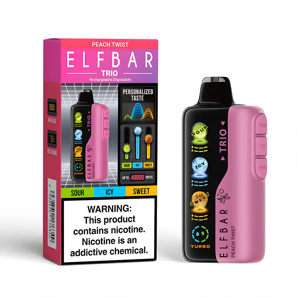 ELFBAR TRIO 40K Puffs Disposable Vape Pen Pre-Filling E Cigarette SOUR/ICY/SWEET Adjustable EU Warehouse Bulk Wholesale