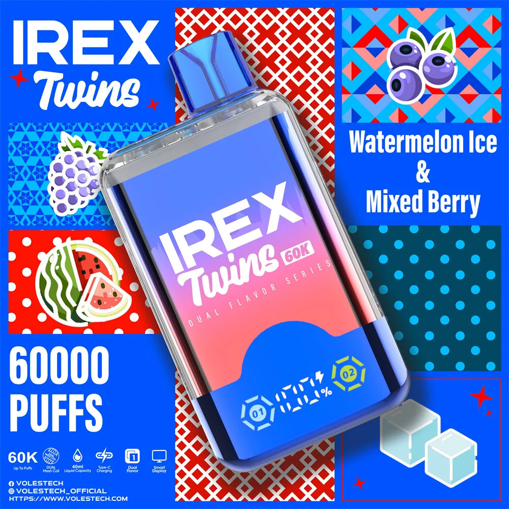IREX Twins 2-in-1 Flavor 60K Puffs Disposable Vape Pen Pre-Filling E Cigarette EU Warehouse Bulk Wholesale