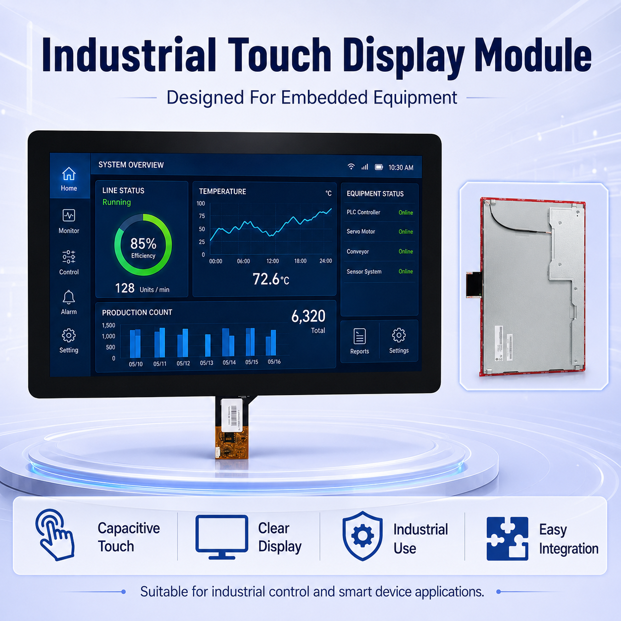 21.5 inch 16:9 capacitive touch display for industrial control console
