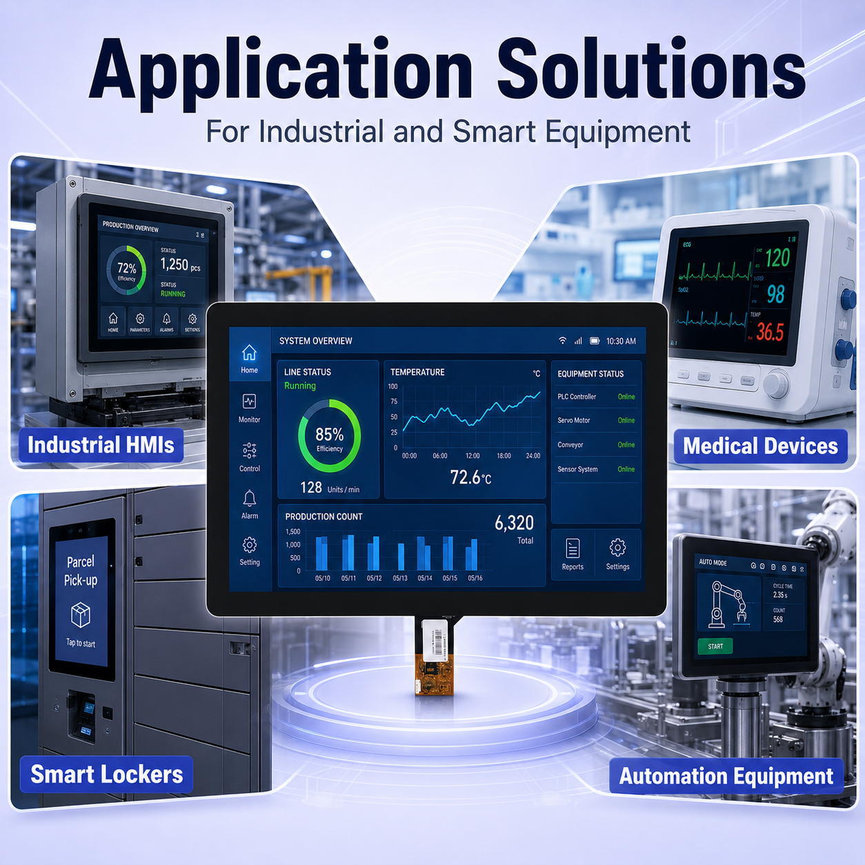 21.5 inch widescreen touch display for equipment visualization panel