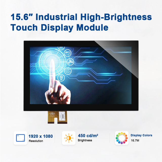 Présentation du module écran tactile LCD 15,6 pouces pour borne de consultation et d’orientation en centre commercial.