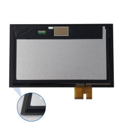 Vue arrière du module tactile 15,6 pouces, avec détail du bord de l’assemblage et sortie FPC.