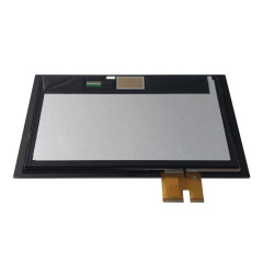 Vue arrière en perspective du module tactile LCD 15,6 pouces 16:9, avec cadre noir et connexion FPC.