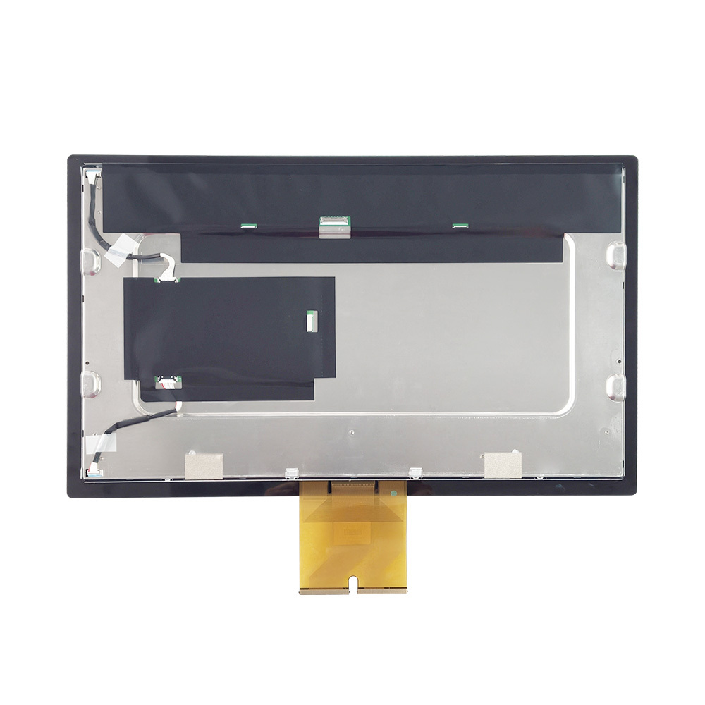 Vue arrière du module tactile 18,5 pouces à collage optique intégral, avec dos métallique et connexion FPC.