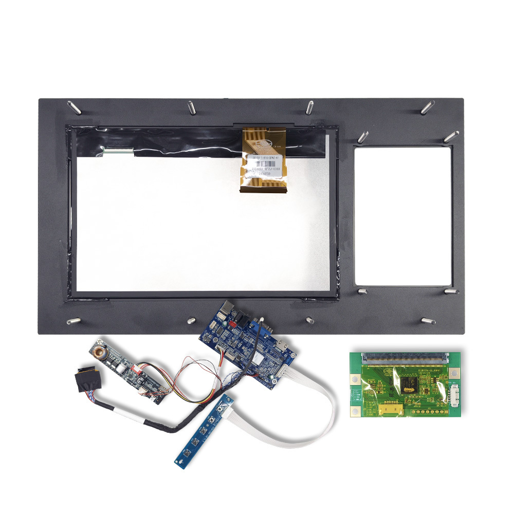Vue arrière du module tactile LCD 10,1 pouces avec cartes électroniques et câbles de connexion