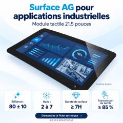 Module tactile 21,5 pouces avec traitement AG, dureté de surface supérieure ou égale à 7H et paramètres optiques.