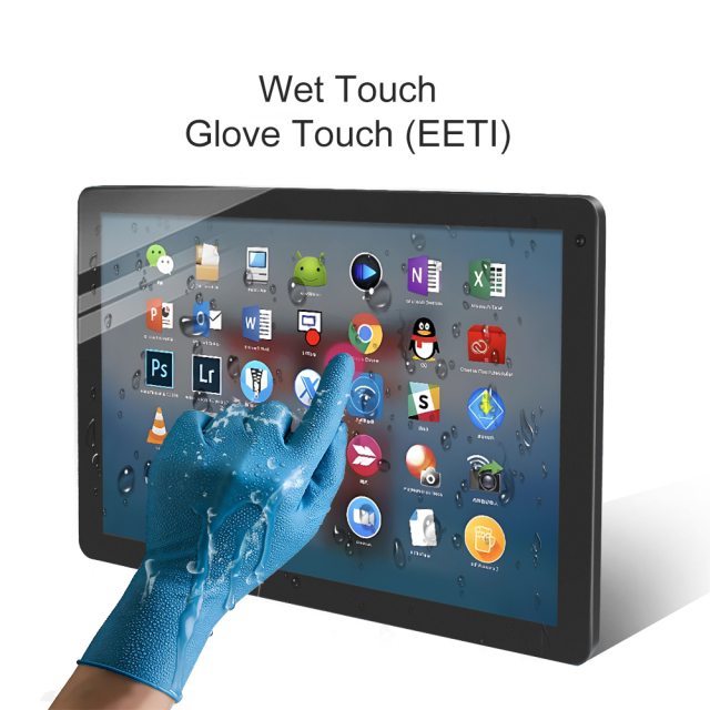 Rückseite des 27-Zoll-Outdoor-Touchmonitors mit Metallgehäuse
