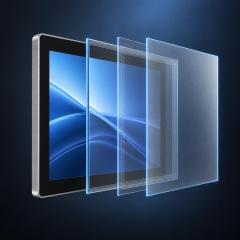 Explosionsansicht eines 10,1-Zoll-PCAP-Touchdisplays mit AG-Coverglas und LCD-Modul