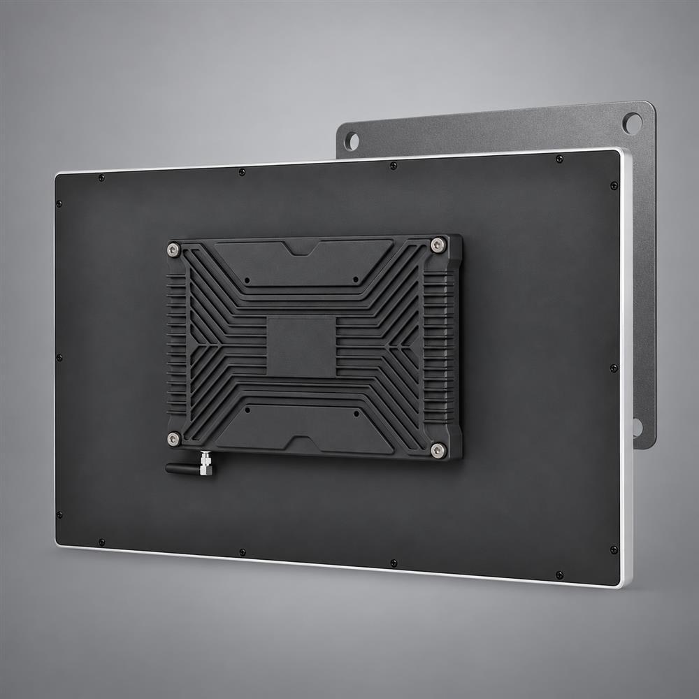 Rückansicht eines 10,1-Zoll-Touchmonitors mit VESA-100x100-Montageaufnahme