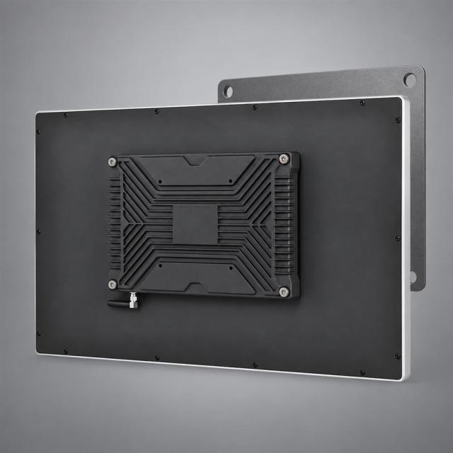 Rückansicht eines 10,1-Zoll-Touchmonitors mit VESA-100x100-Montageaufnahme