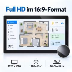 13,3-Zoll-Touchdisplay mit Grundrissanzeige, Full-HD-Auflösung, 280 cd/m² Helligkeit und AG-Oberfläche