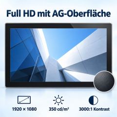 15,6-Zoll-Full-HD-Touchmonitor mit AG-Oberfläche, 350 cd/m² Helligkeit und einem Kontrastverhältnis von 3000:1
