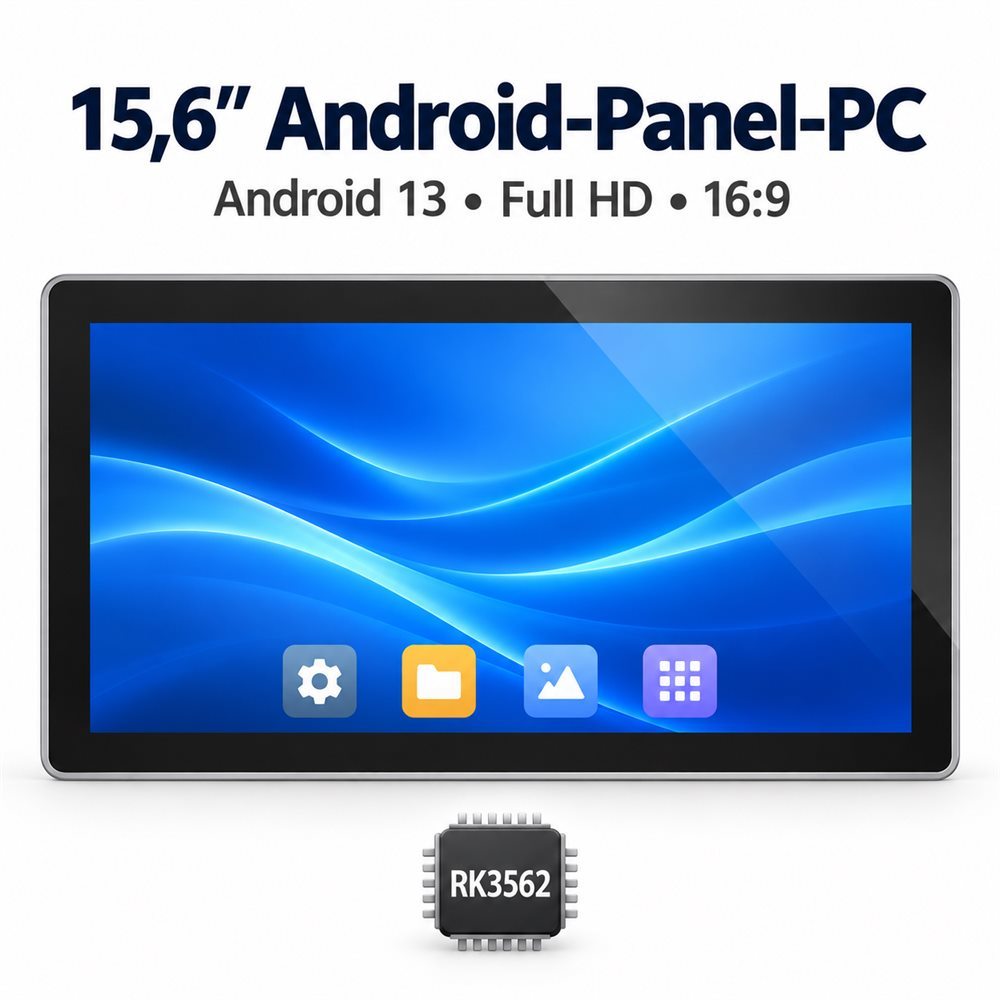 15,6-Zoll-Android-Panel-PC mit Android 13, RK3562 und Full-HD-Touchscreen in Frontansicht