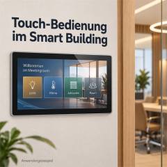 15,6-Zoll-Android-Touchpanel mit beispielhafter Bedienoberfläche für Licht, Klima und Jalousien