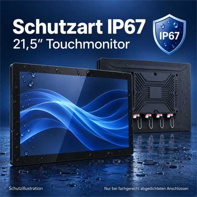 21,5 Zoll IP67-Touchmonitor für Anlagenvisualisierung