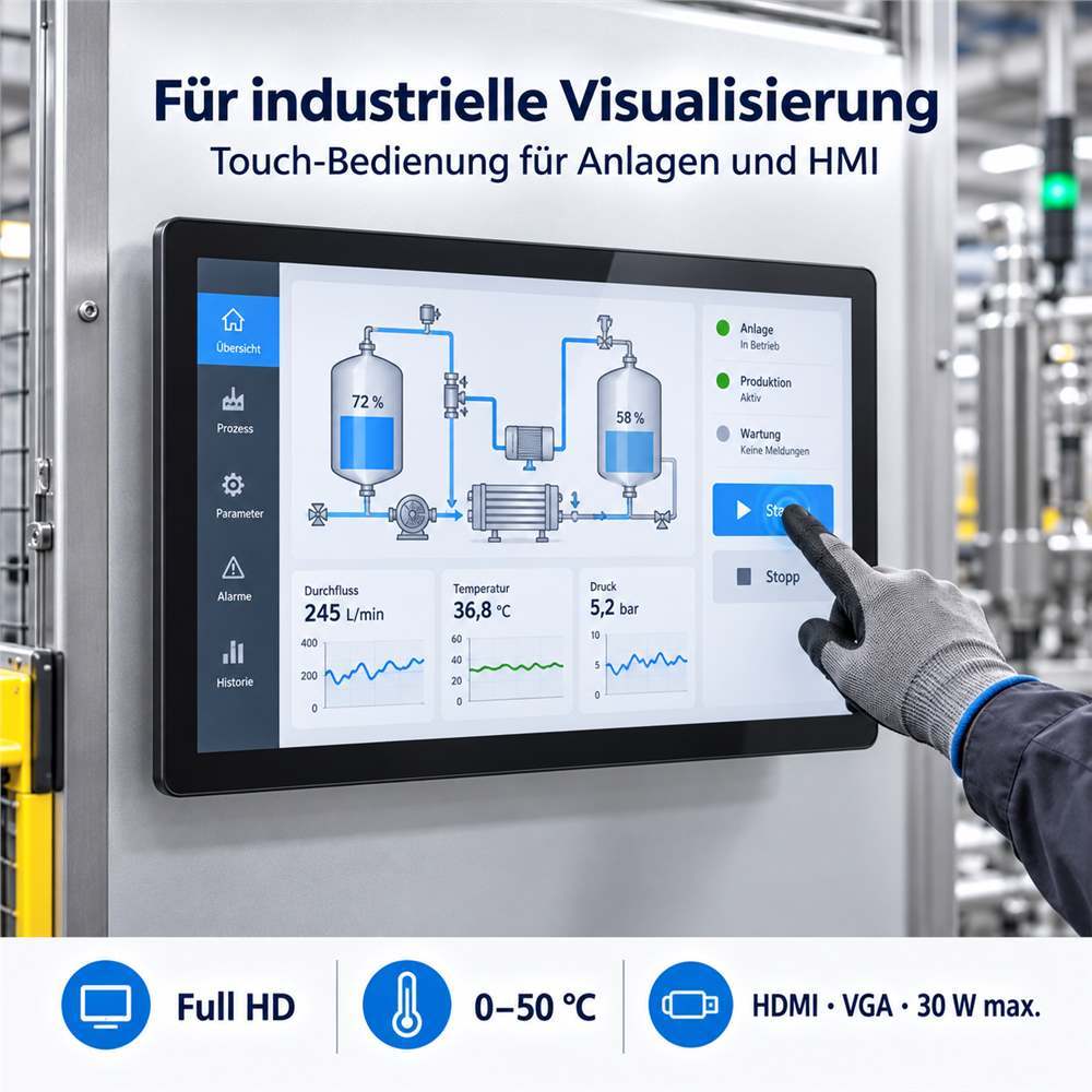 23,8 Zoll Industrie-Touchmonitor für Maschinenvisualisierung und HMI-Bedienung