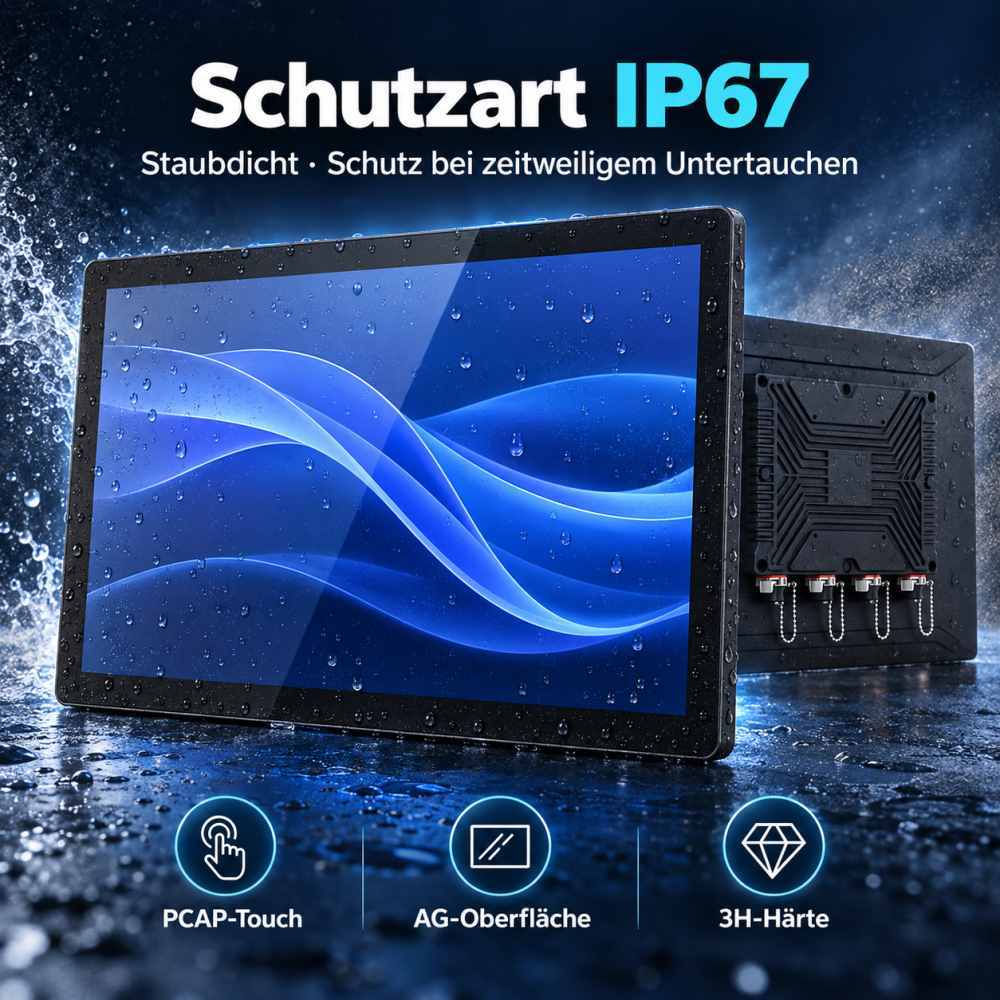 IP67-geschützter 23,8 Zoll Touchmonitor mit AG-Oberfläche und kapazitiver Bedienung