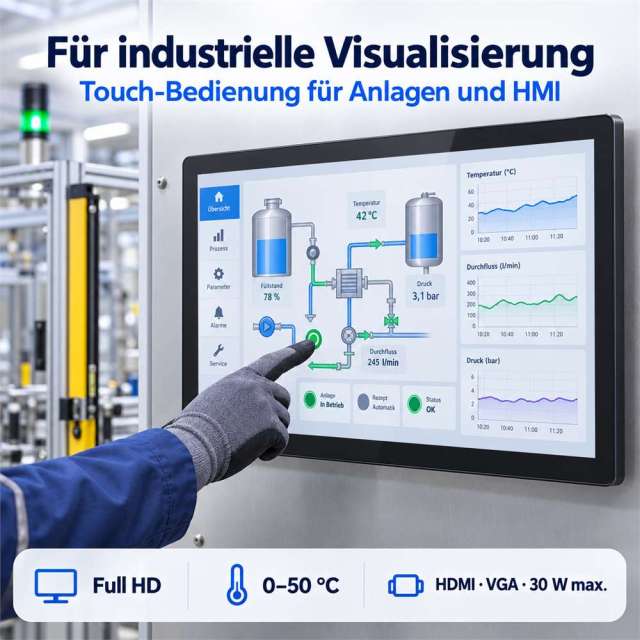 27 Zoll Industrie-Touchmonitor für HMI und Anlagenvisualisierung