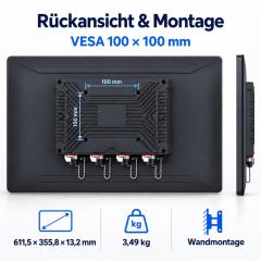 Rückansicht des 27 Zoll Touchmonitors mit VESA 100 × 100 mm