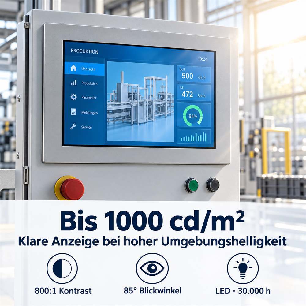 Rückseite des 10,1 Zoll Touchmonitors mit HDMI, VGA, LVDS und VESA