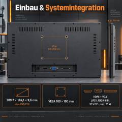 13,3 Zoll High-Brightness Touchmonitor in einer hellen Baumaschinenkabine