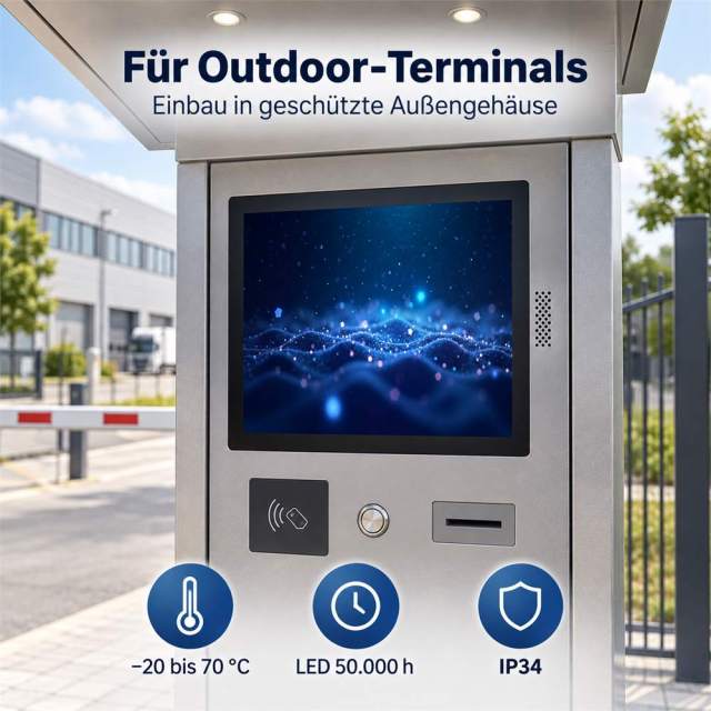 15 Zoll High-Brightness Touchmonitor in einem geschützten Outdoor-Terminal