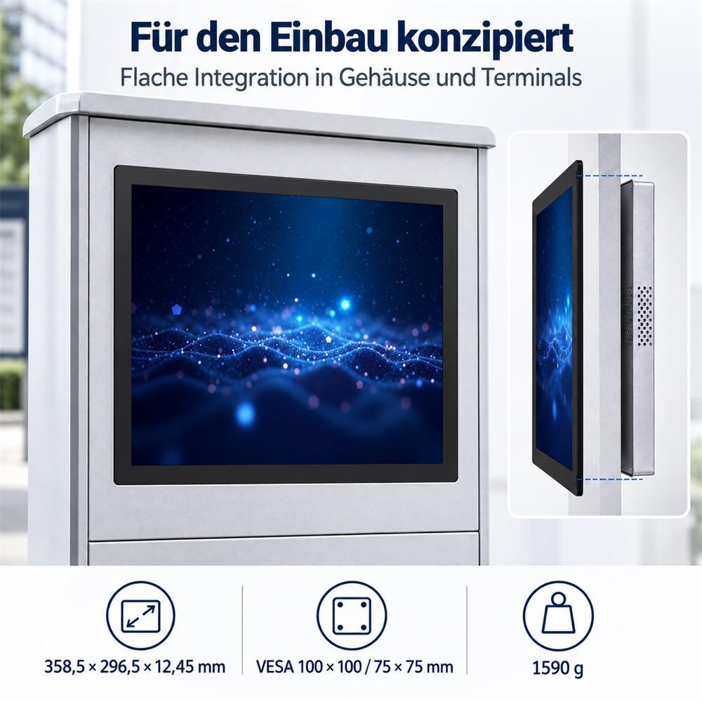 17 Zoll Touchmonitor mit bis zu 1000 cd/m² für helle Industrieumgebungen