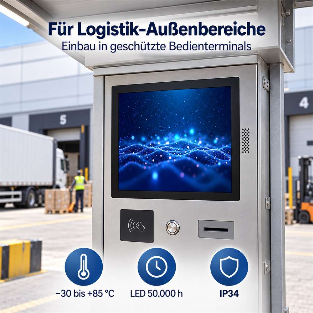 17 Zoll High-Brightness Touchmonitor im geschützten Logistikterminal