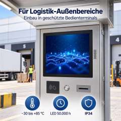17 Zoll High-Brightness Touchmonitor im geschützten Logistikterminal