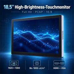 18,5 Zoll PCAP Touchmonitor mit Anti-Glare-Oberfläche und 3H-Härte
