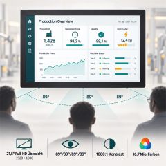 Darstellung der IP67-Schutzart des 21,5 Zoll Touchmonitors gegen Staub und zeitweiliges Untertauchen