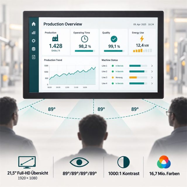 Darstellung der IP67-Schutzart des 21,5 Zoll Touchmonitors gegen Staub und zeitweiliges Untertauchen