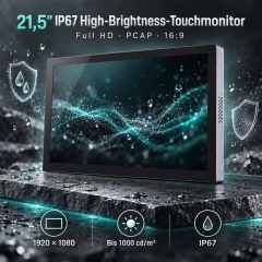 21,5 Zoll IP67 High-Brightness Touchmonitor mit Full HD und PCAP