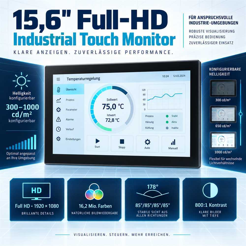 15,6 Zoll Industrie Touchmonitor mit Full HD und PCAP