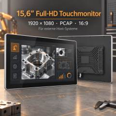 15,6 Zoll PCAP-Touchmonitor mit entspiegelter AG-Oberfläche und Härtegrad 3H
