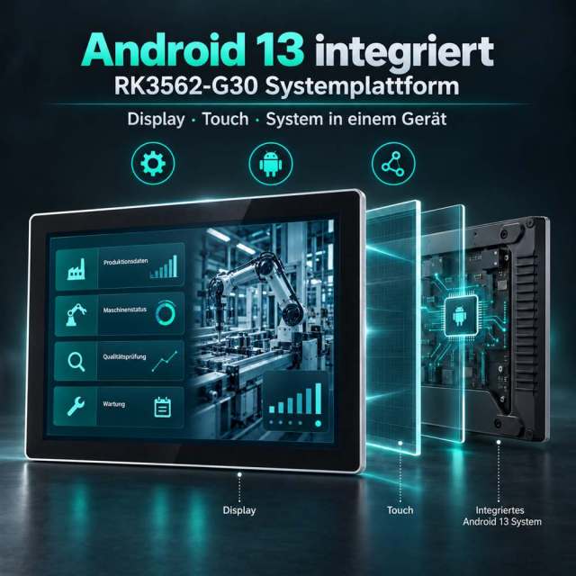 15 Zoll Android Panel-PC mit integriertem Display, PCAP-Touch und System