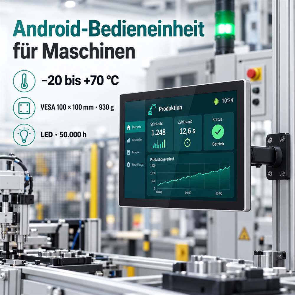 Rückseite des 15 Zoll Android Panel-PCs mit USB-, LVDS- und MIPI-Anbindung