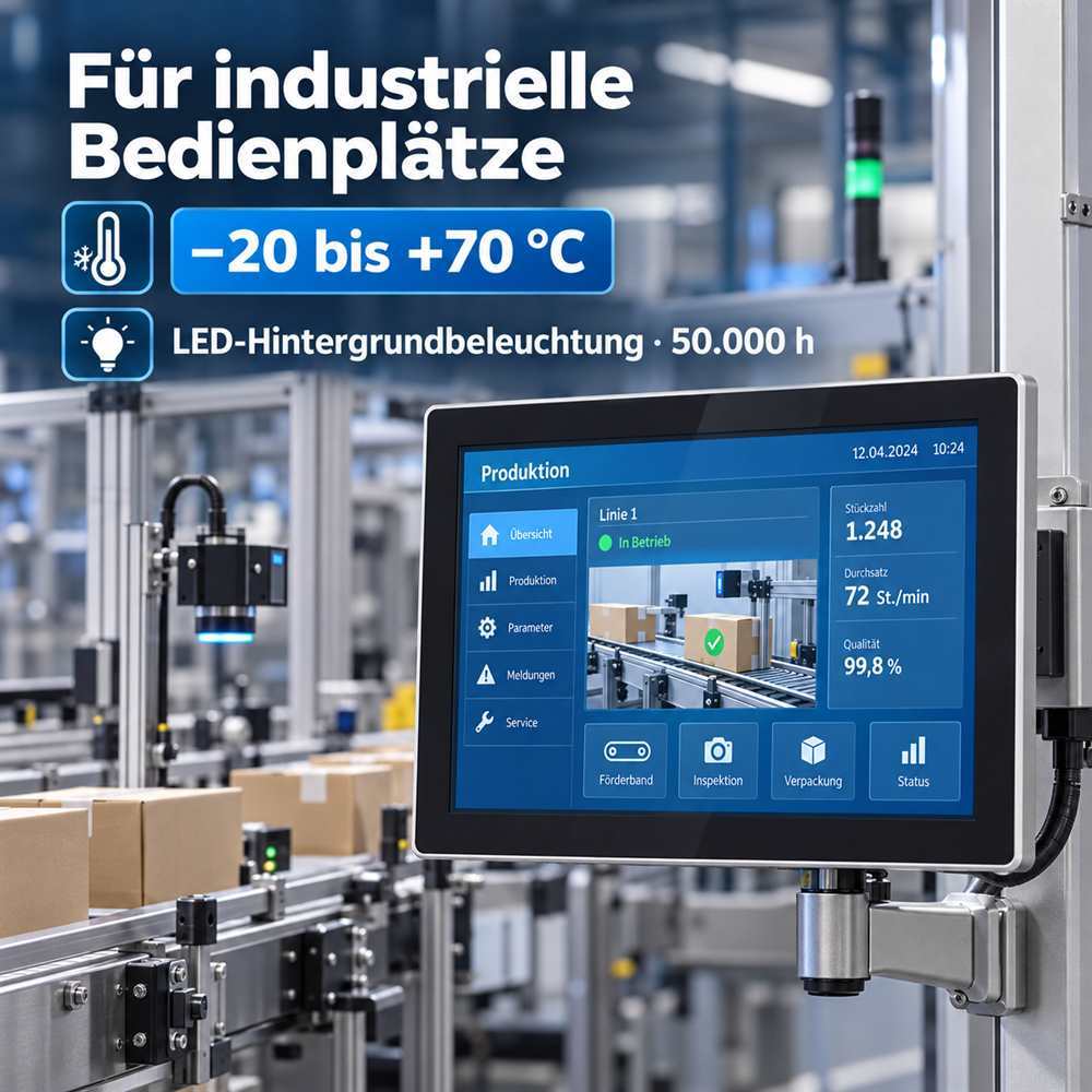 15 Zoll Industrie-Touchmonitor mit 178 Grad Betrachtungswinkel und 350 cd/m²