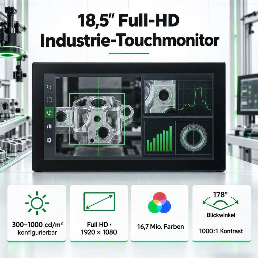 18,5 Zoll Full-HD Touchmonitor mit konfigurierbarer Helligkeit bis 1000 cd/m²