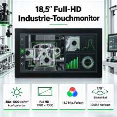 18,5 Zoll Full-HD Touchmonitor mit konfigurierbarer Helligkeit bis 1000 cd/m²