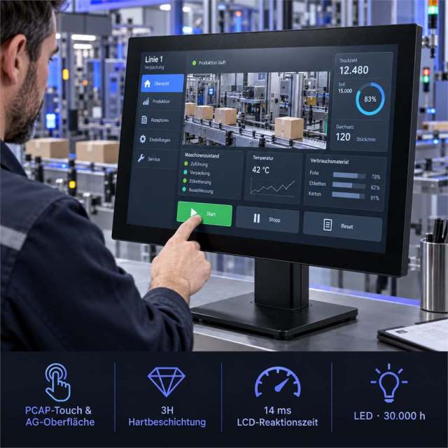 21,5 Zoll PCAP Touchmonitor mit AG-Oberfläche und 3H-Hartbeschichtung