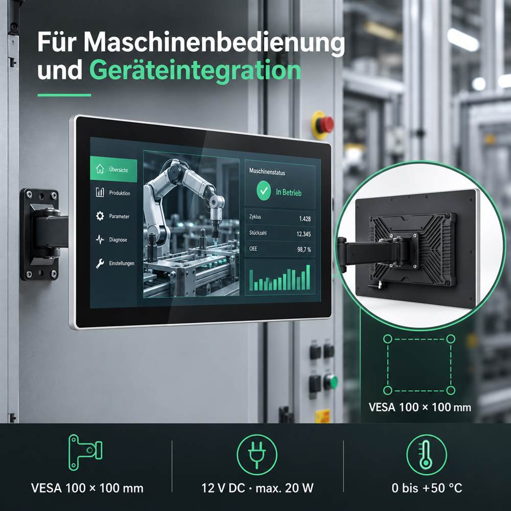 15,6 Zoll Android Industrie-Panel-PC mit VESA 100 × 100 mm für Maschinenbedienung