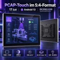 17 Zoll Android Panel-PC mit PCAP, 1280 × 1024 und entspiegelter 3H-Oberfläche