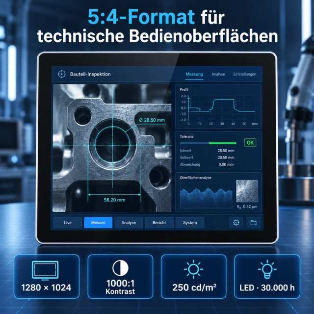17 Zoll Industrie-Touchmonitor mit 1280 × 1024, 1000:1 Kontrast und 250 cd/m²
