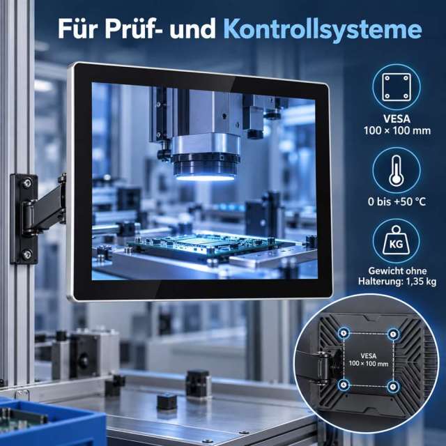 17 Zoll Industrie-Touchmonitor mit VESA 100 × 100 mm für Prüf- und Kontrollsysteme