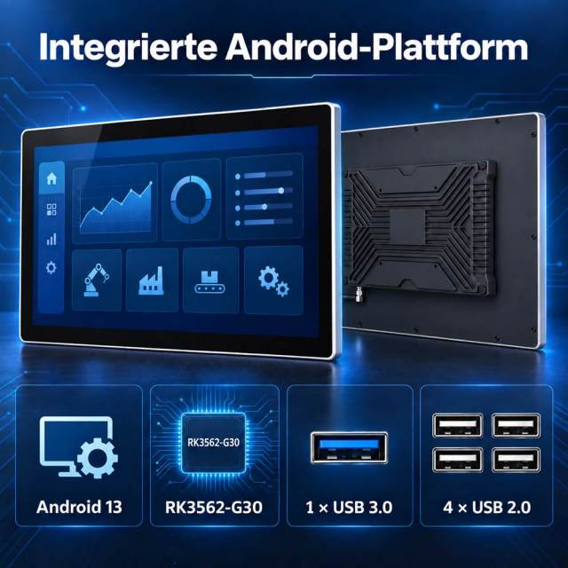18,5 Zoll Android Panel-PC mit RK3562-G30, einem USB 3.0 und vier USB 2.0 Anschlüssen