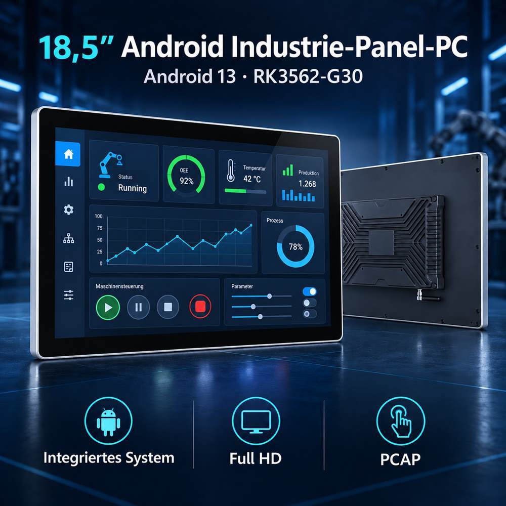 18,5 Zoll Android 13 Industrie-Panel-PC mit RK3562-G30, Full HD und PCAP